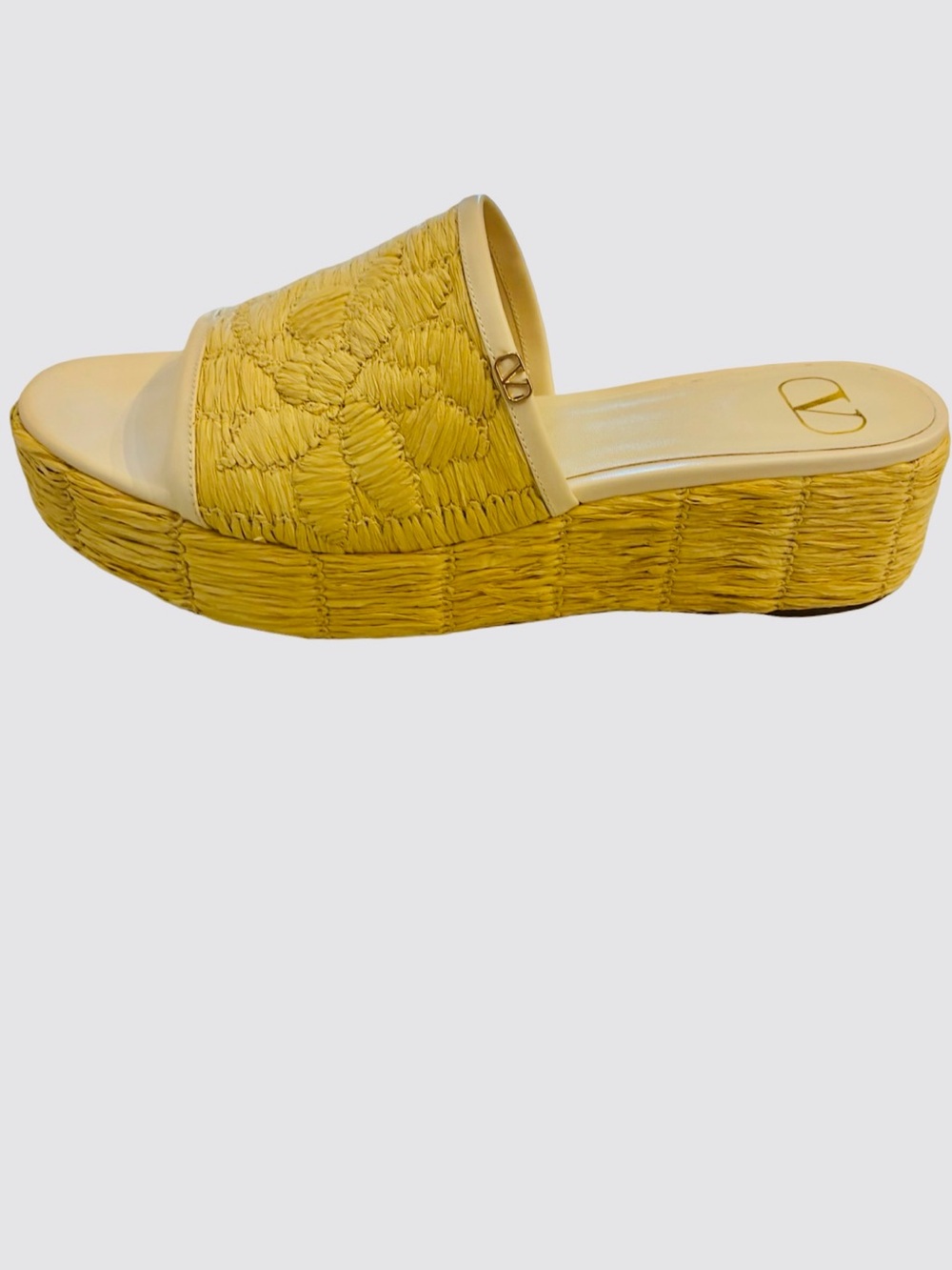 Valentino ivory straw Woven Platform Mule Slide - sz40 NIB $399